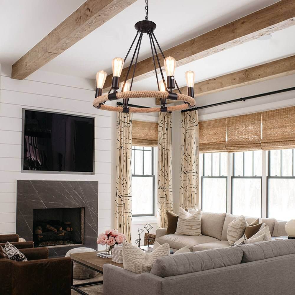 Vintage Metal Rope Chandelier - Lamp Copper