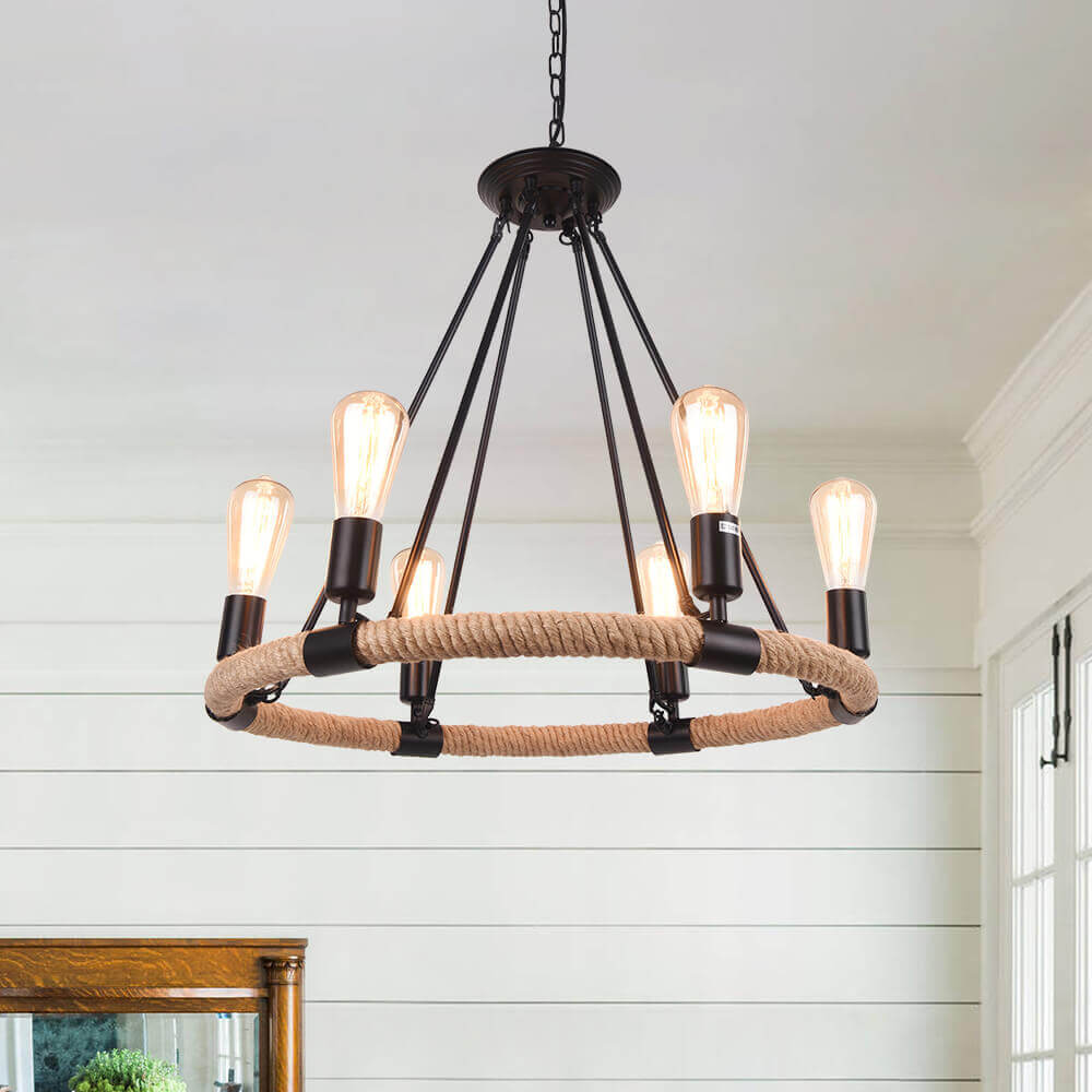 Vintage Metal Rope Chandelier - Lamp Copper