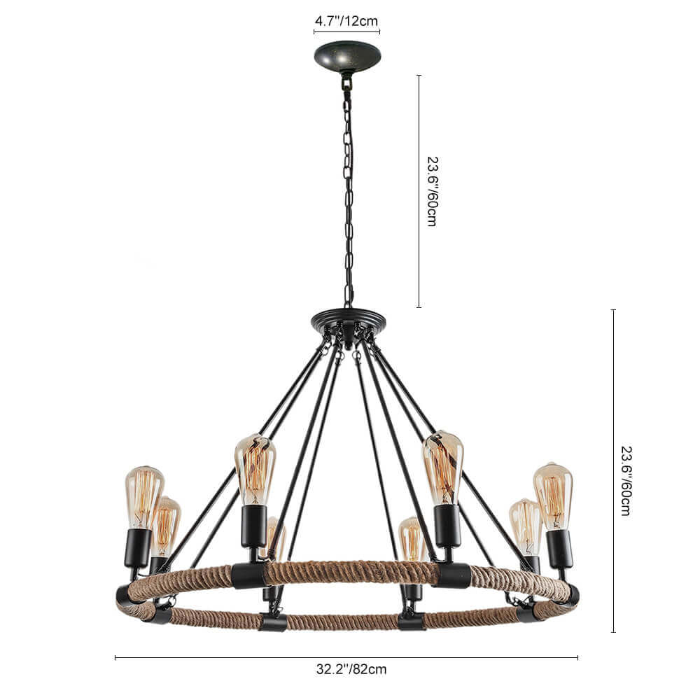 Vintage Metal Rope Chandelier - Lamp Copper
