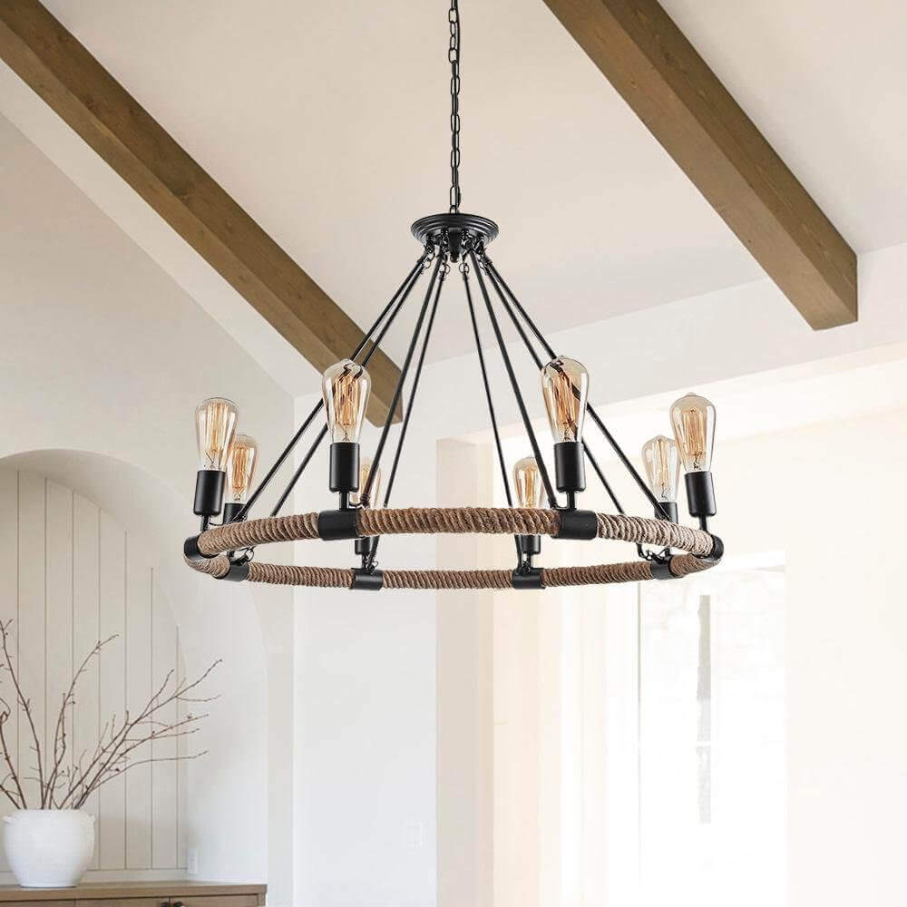 Vintage Metal Rope Chandelier - Lamp Copper