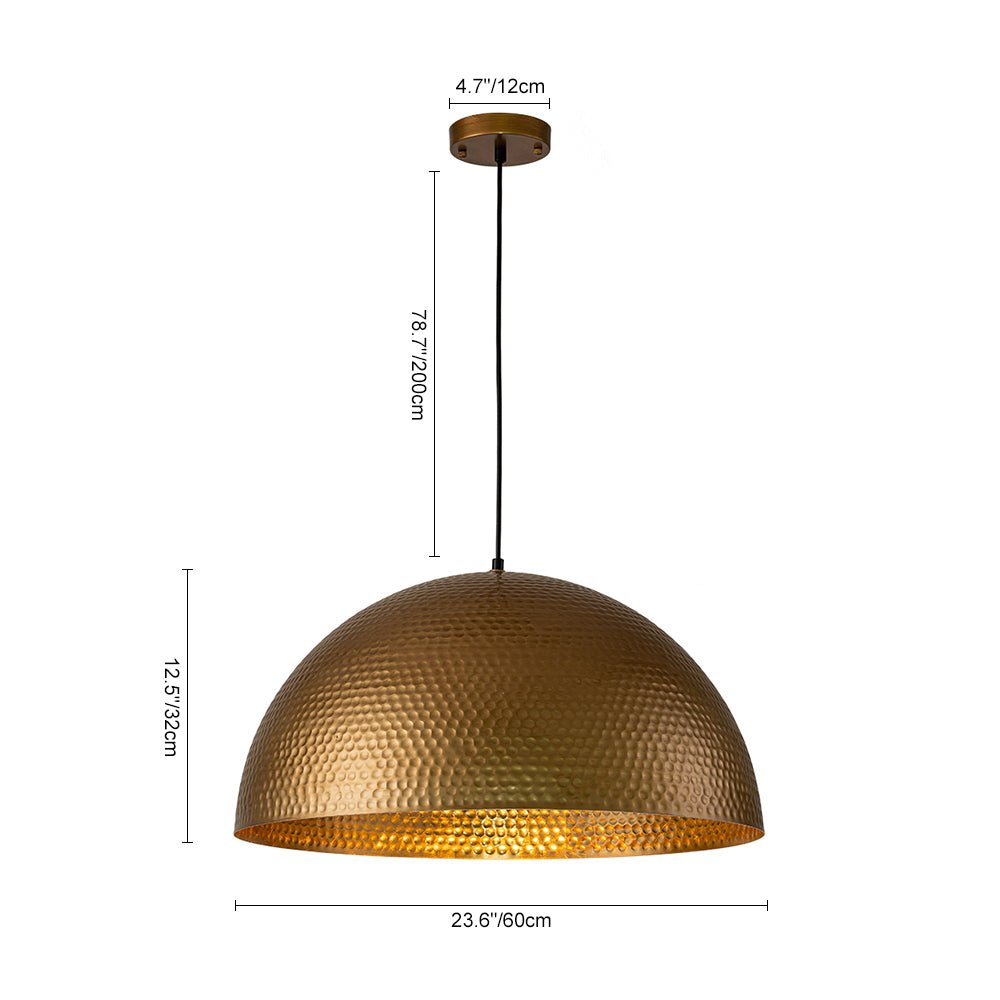 Lustel Vintage Luxe Metal Dome Pendant Light - Lamp Copper