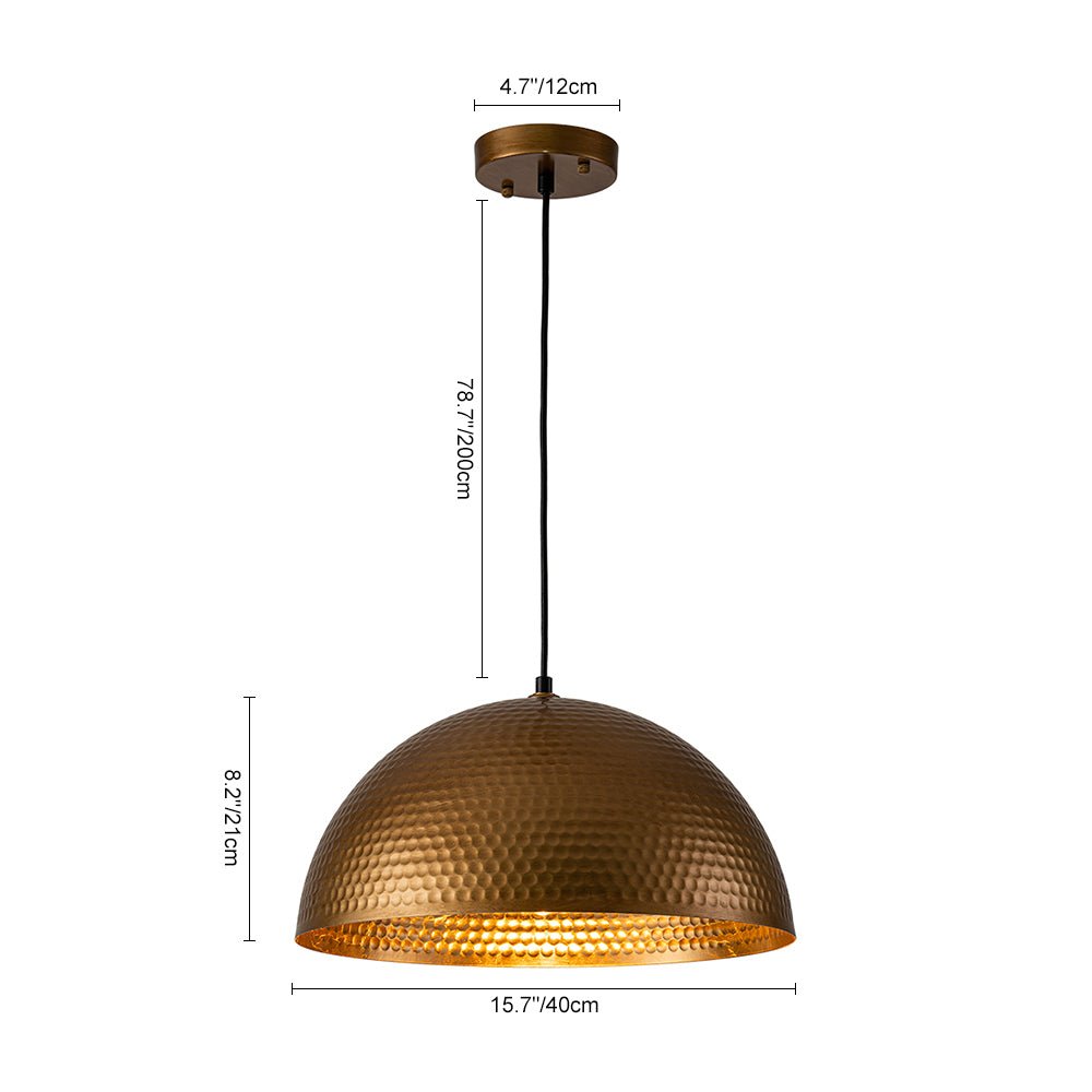 Lustel Vintage Luxe Metal Dome Pendant Light - Lamp Copper