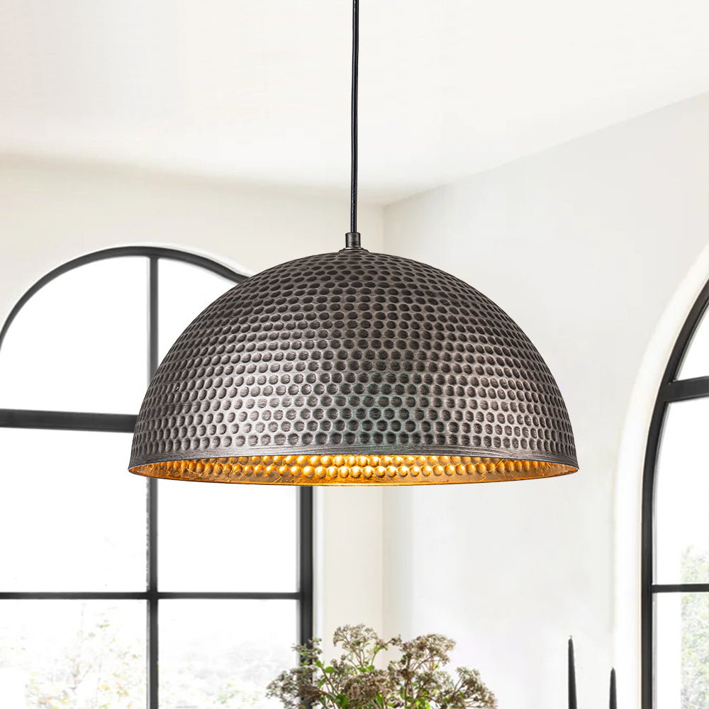 Lustel Vintage Luxe Metal Dome Pendant Light - Lamp Copper