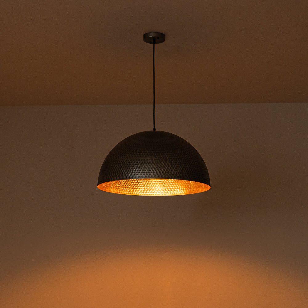 Lustel Vintage Luxe Metal Dome Pendant Light - Lamp Copper