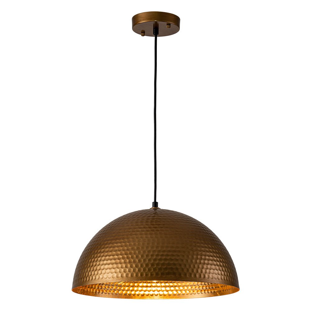 Lustel Vintage Luxe Metal Dome Pendant Light - Lamp Copper