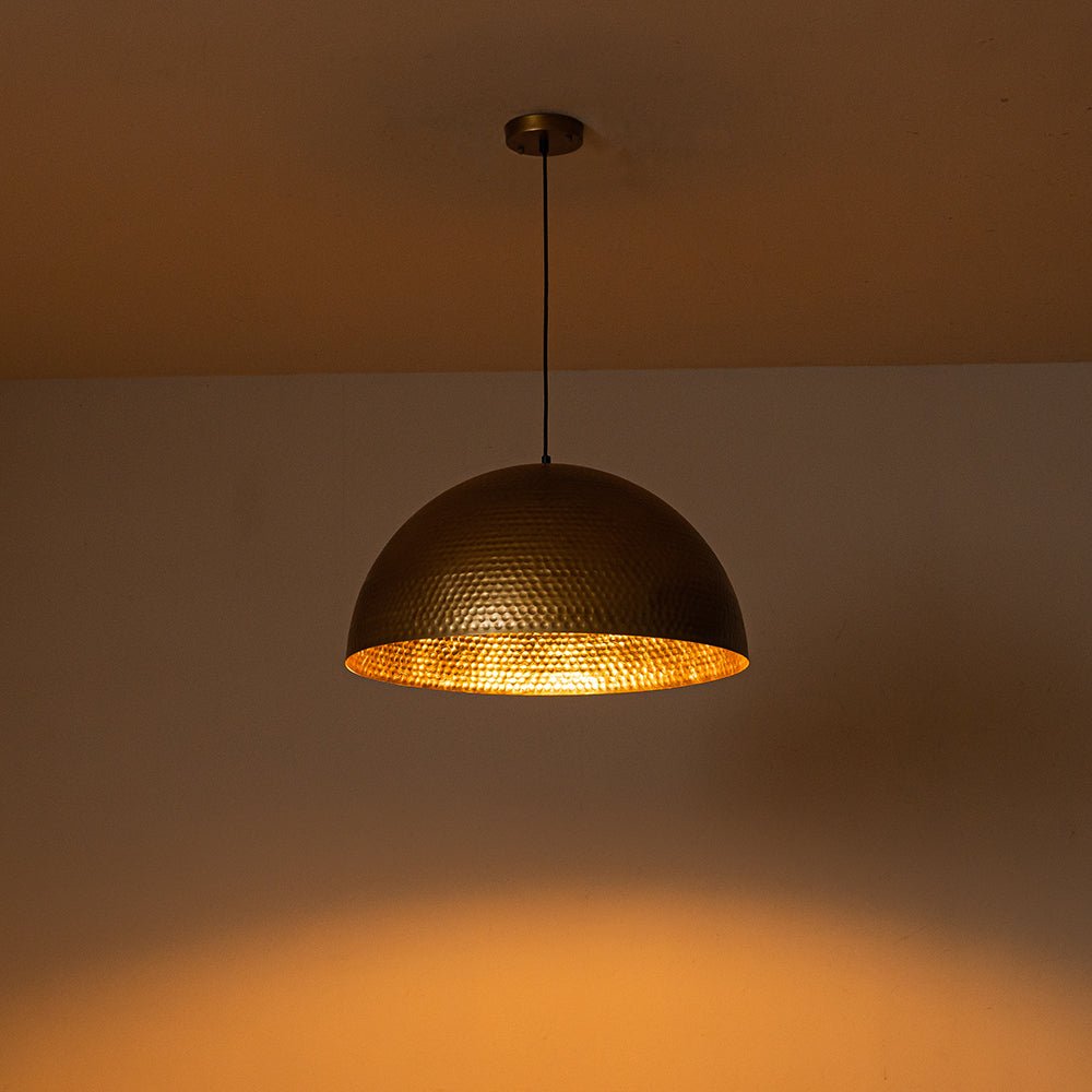 Lustel Vintage Luxe Metal Dome Pendant Light - Lamp Copper