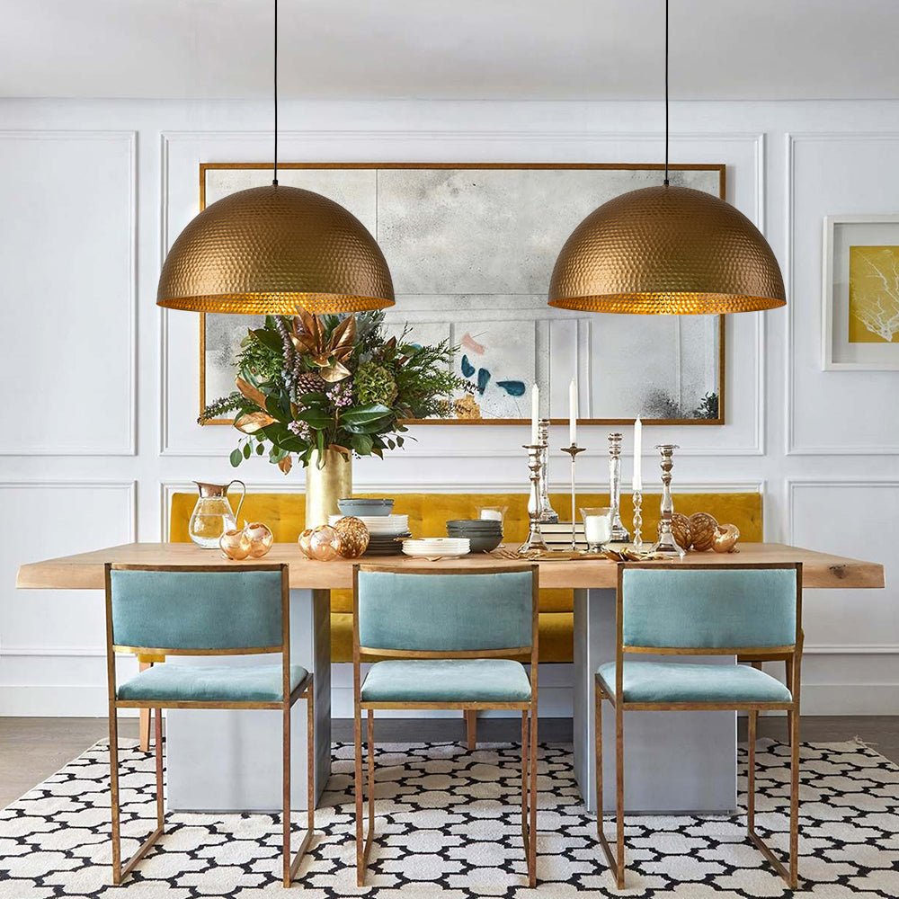 Lustel Vintage Luxe Metal Dome Pendant Light - Lamp Copper