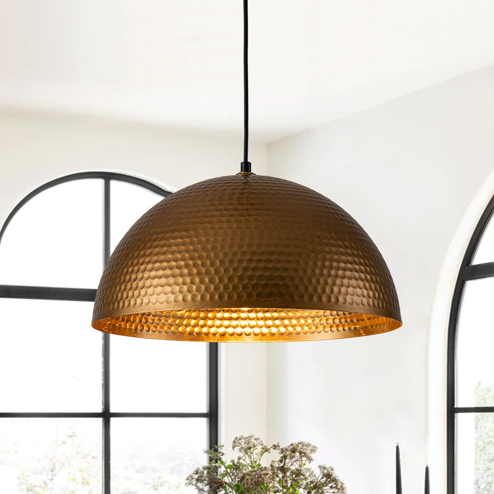 Lustel Vintage Luxe Metal Dome Pendant Light - Lamp Copper