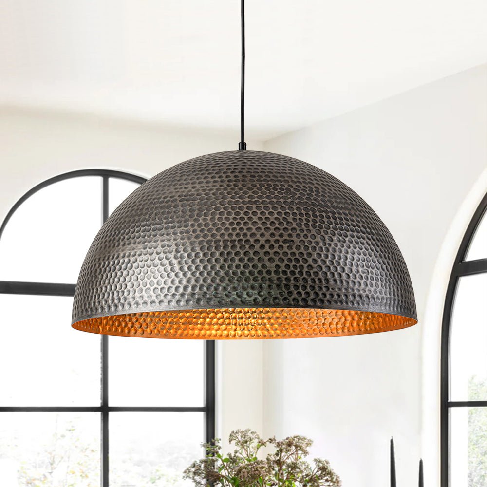 Lustel Vintage Luxe Metal Dome Pendant Light - Lamp Copper