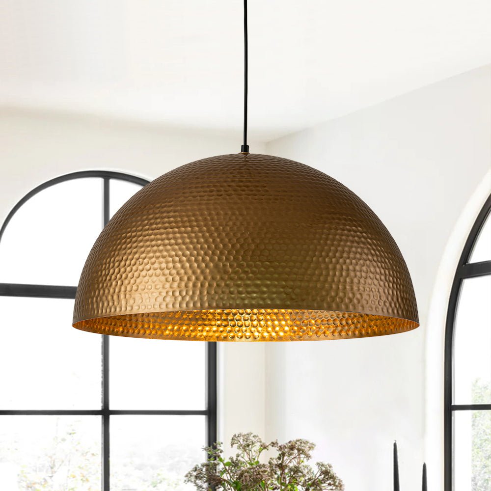 Lustel Vintage Luxe Metal Dome Pendant Light - Lamp Copper