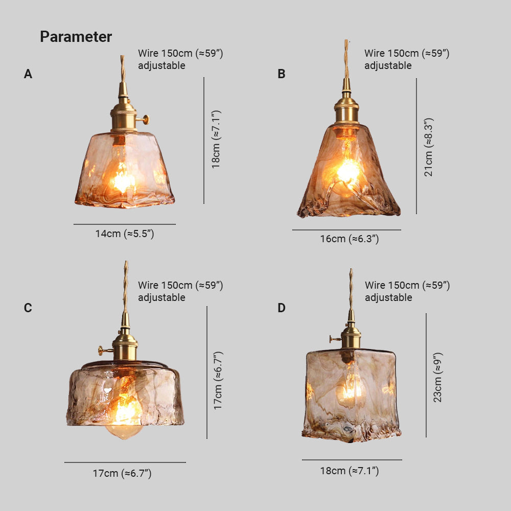 Zina Pendant Light Glass&Brass - Lamp Copper