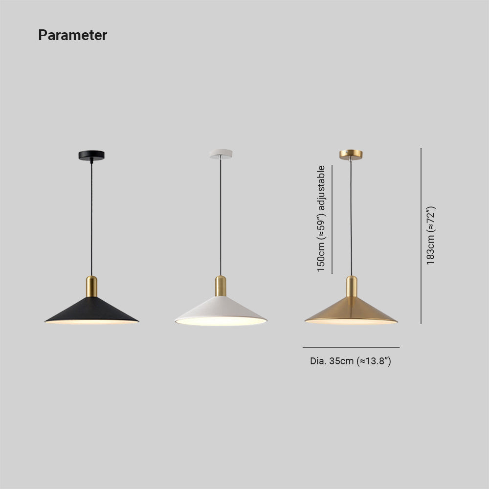 Aria Vintage Umbrella Monochrome Pendant Light - Lamp Copper