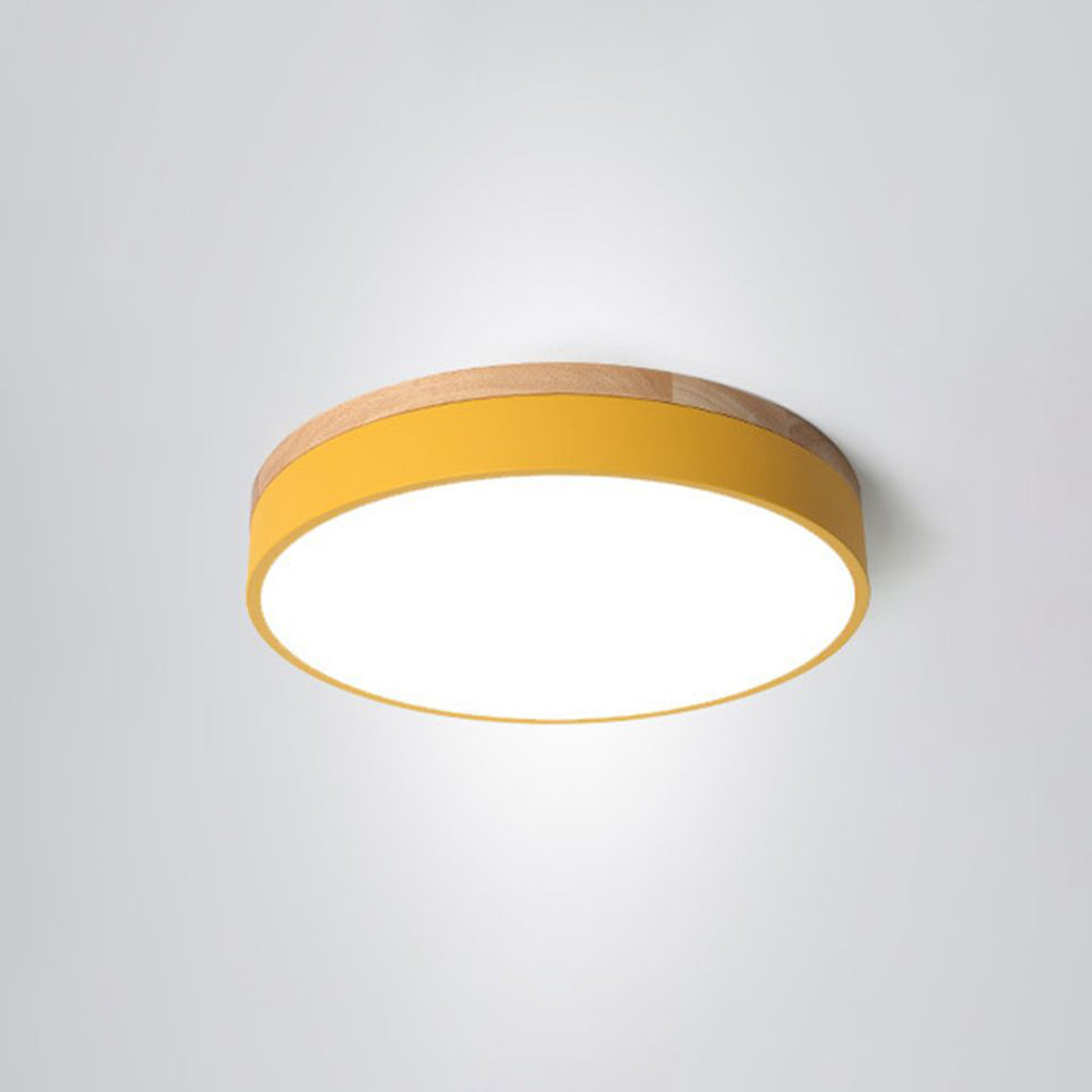 Aria Nordic LED Round Flush Mount Ceiling Light Wood Color - Lamp Copper