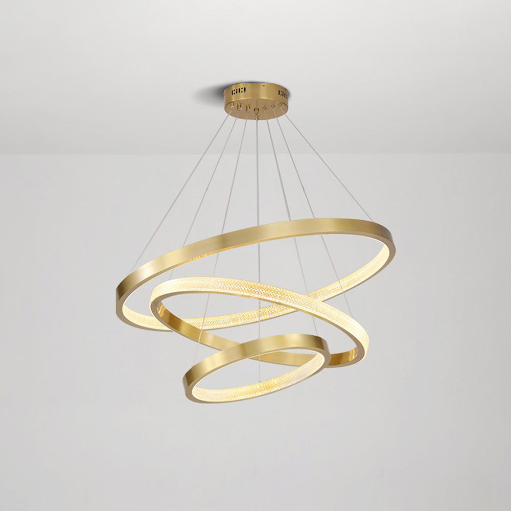 Kristy Modern Ring Metal/Arcylic LED Pendant Light, Black/Gold - Lamp Copper