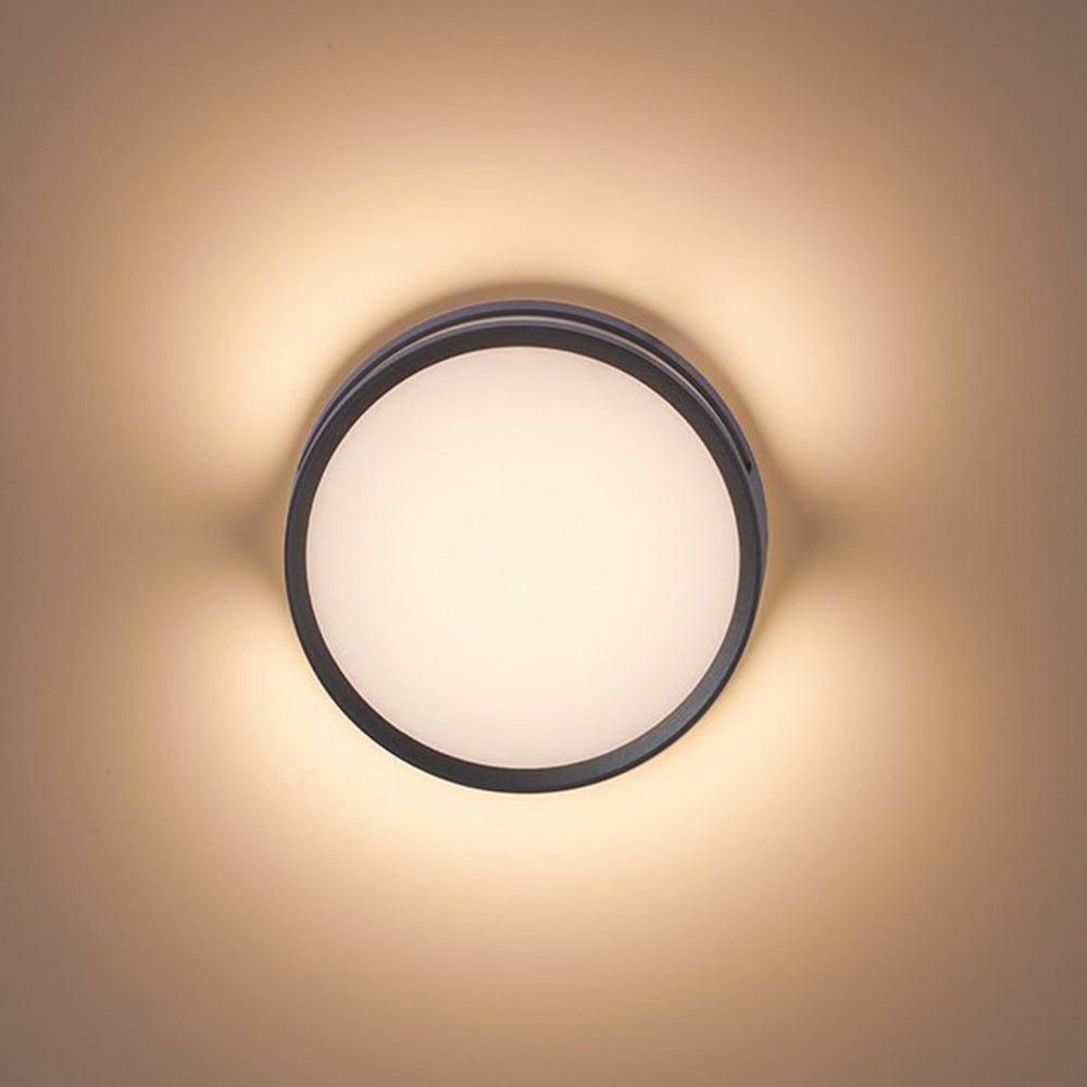 Ray Modern Round Metal/Acrylic Outdoor Waterproof Wall Lamp, Black - Lamp Copper