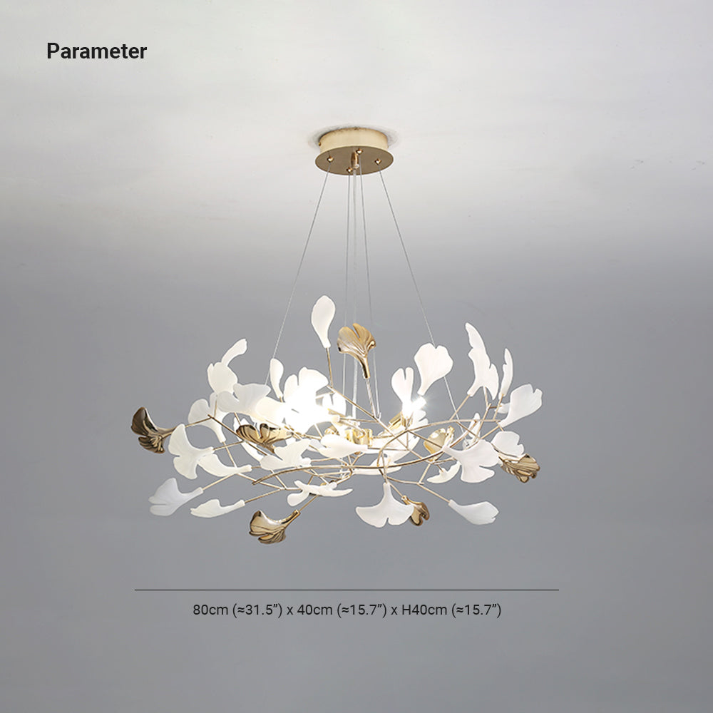 Olivia Ginkgo Leaf Modern Petal Shaped Metal Chandelier, Gold - Lamp Copper