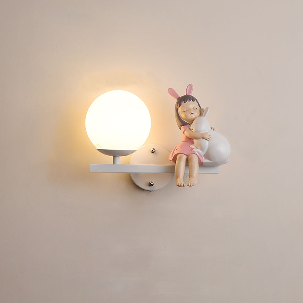 Aria Modern Metal/Glass Wall lamp, White & Pink - Lamp Copper
