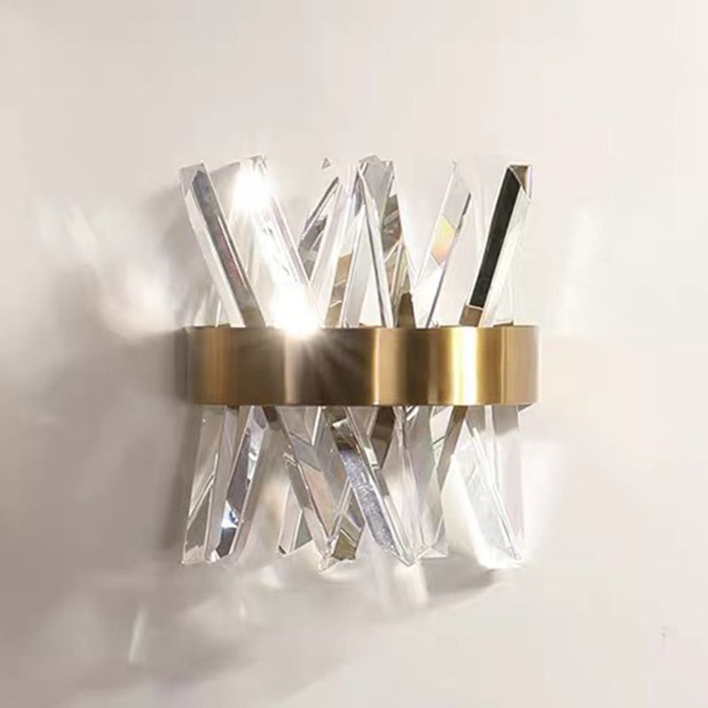 Kristy Decorative Geometric Crystal/Metal Wall Lamp, Gold - Lamp Copper