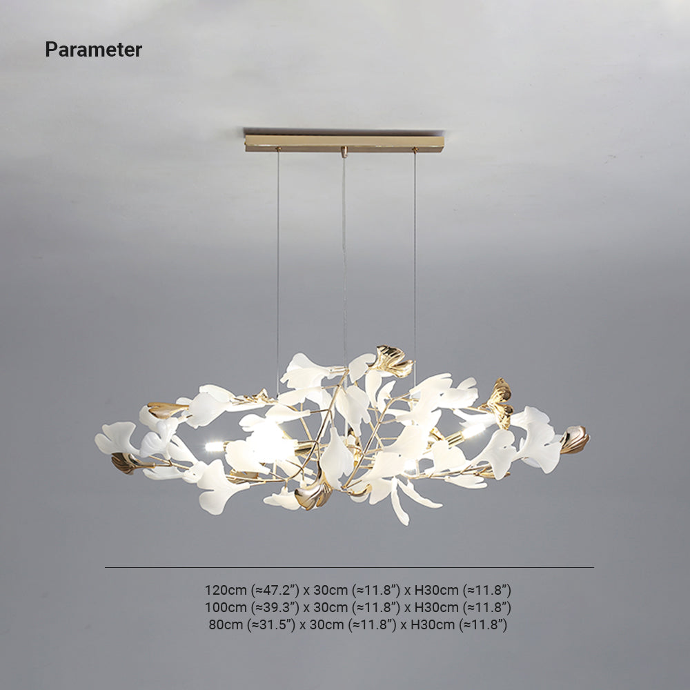 Olivia Ginkgo Leaf Modern Petal Shaped Metal Chandelier, Gold - Lamp Copper