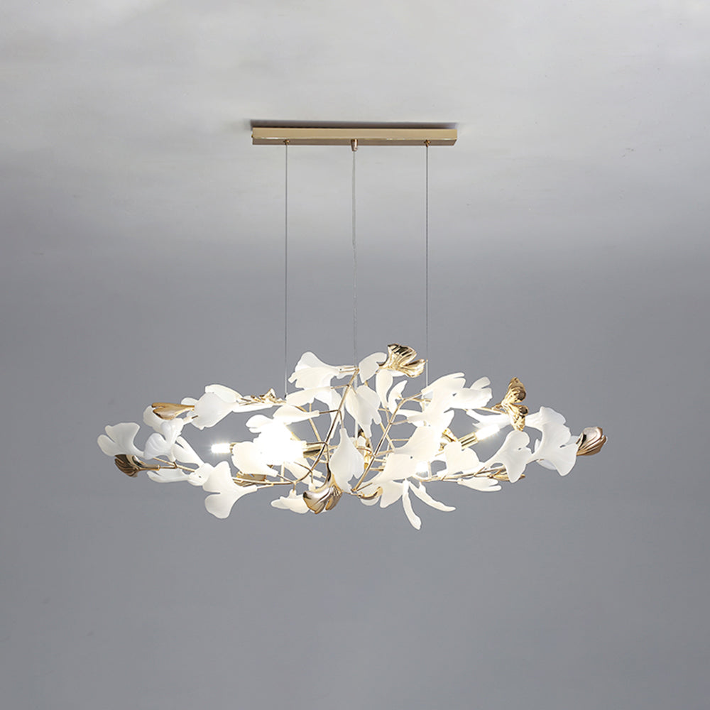 Olivia Ginkgo Leaf Modern Petal Shaped Metal Chandelier, Gold - Lamp Copper