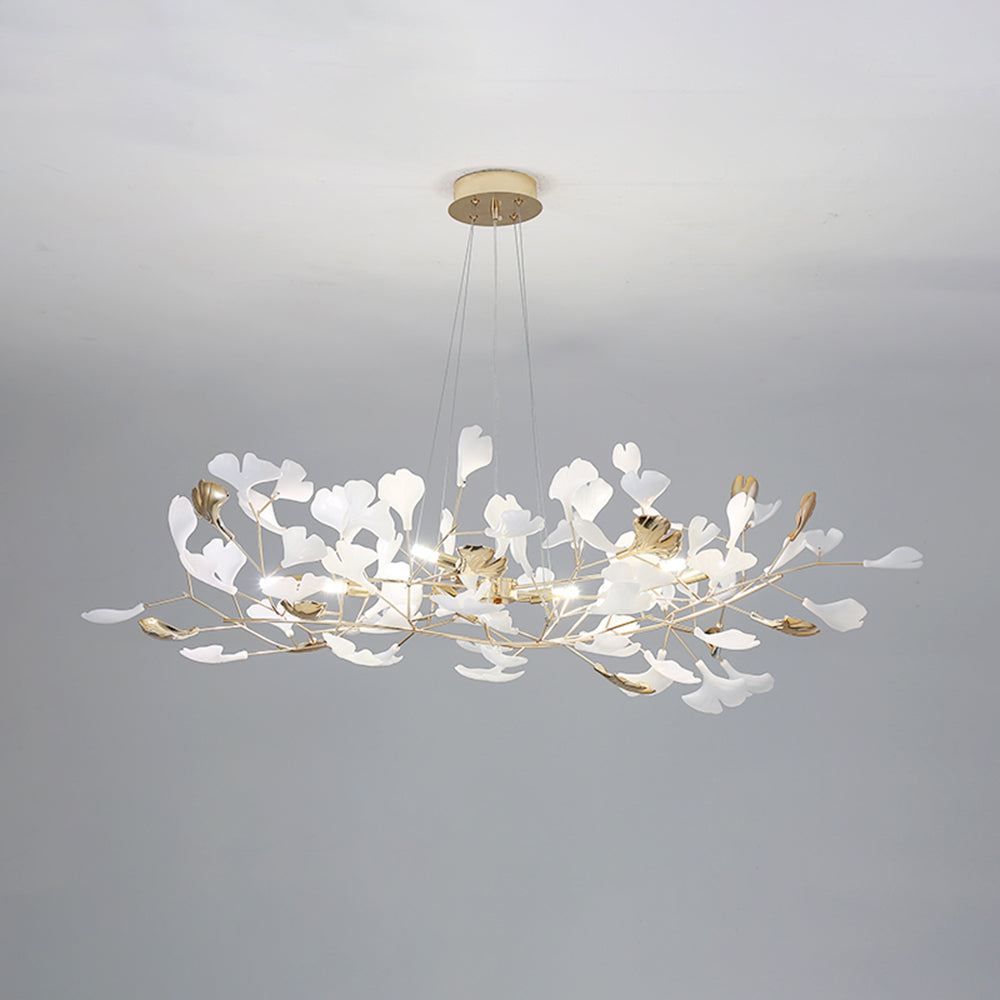 Olivia Ginkgo Leaf Modern Petal Shaped Metal Chandelier, Gold - Lamp Copper
