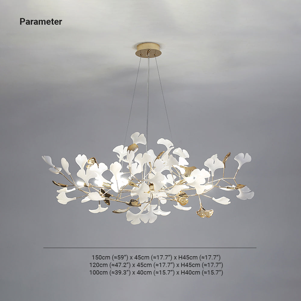 Olivia Ginkgo Leaf Modern Petal Shaped Metal Chandelier, Gold - Lamp Copper
