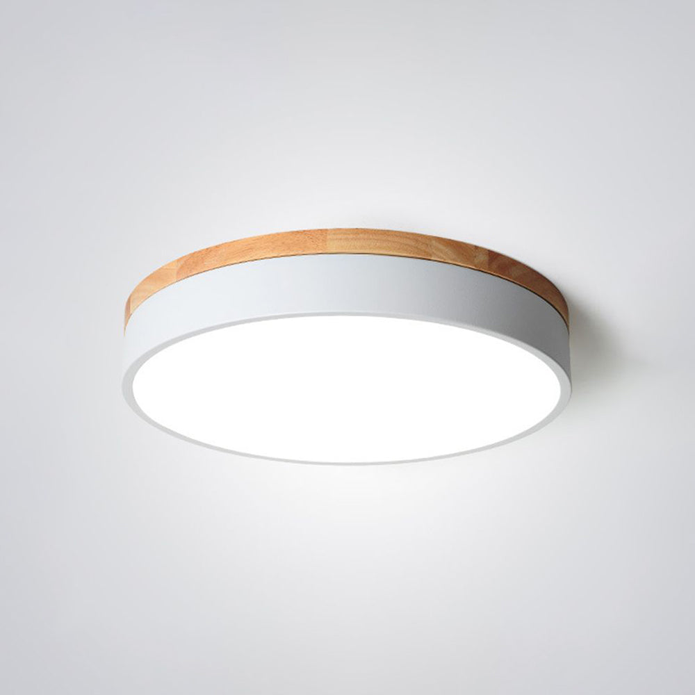 Aria Nordic LED Round Flush Mount Ceiling Light Wood Color - Lamp Copper