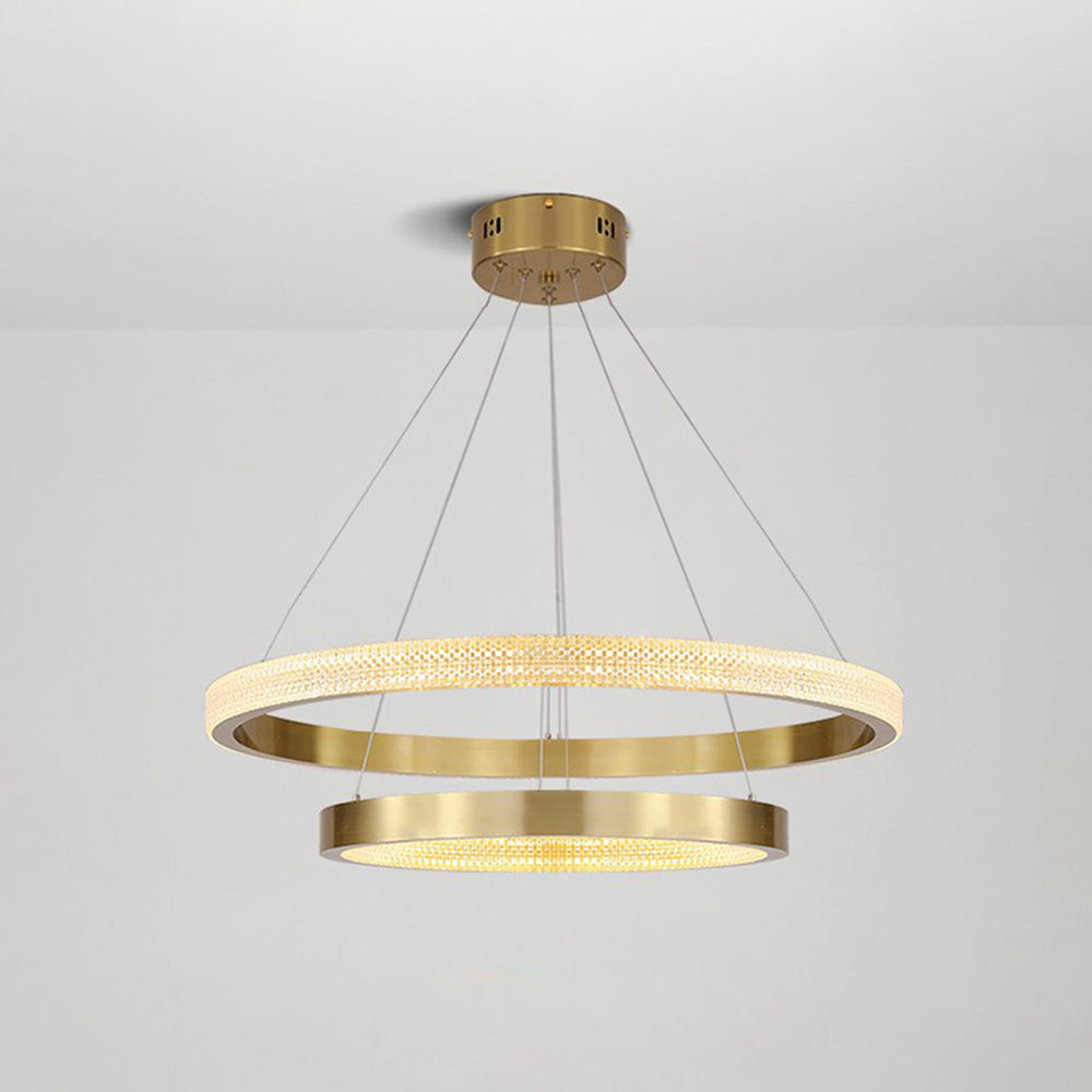 Kristy Modern Ring Metal/Arcylic LED Pendant Light, Black/Gold - Lamp Copper