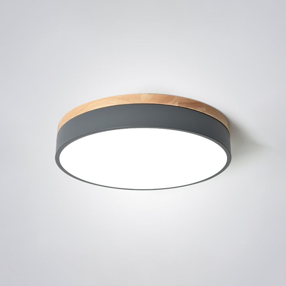 Aria Nordic LED Round Flush Mount Ceiling Light Wood Color - Lamp Copper