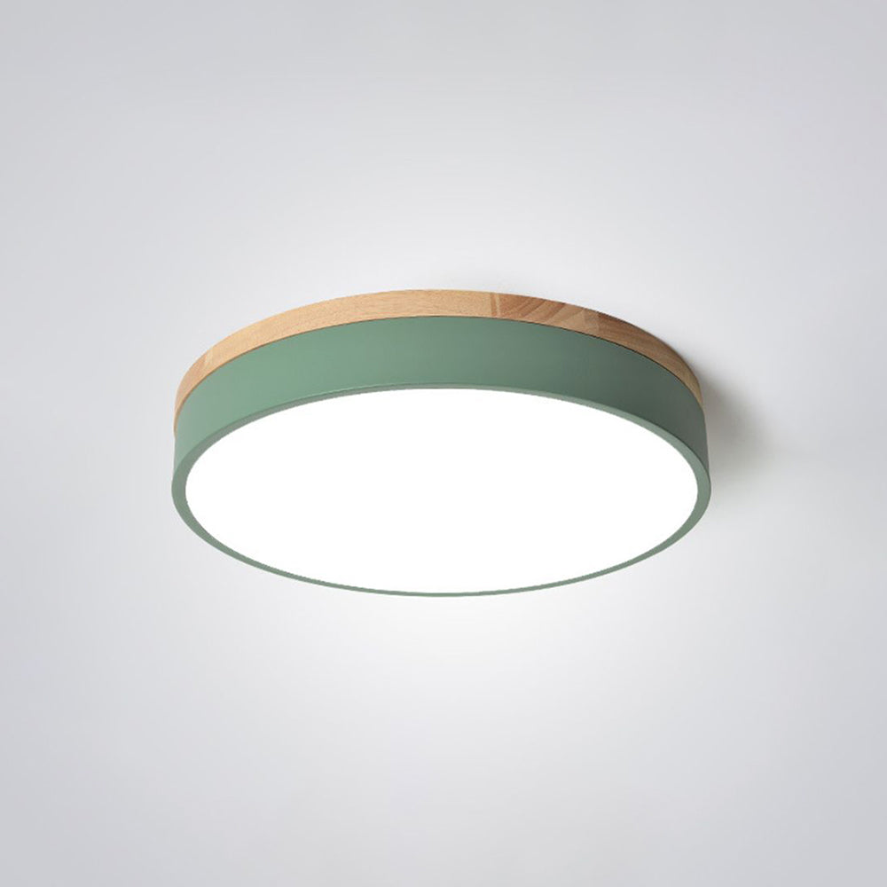Aria Nordic LED Round Flush Mount Ceiling Light Wood Color - Lamp Copper