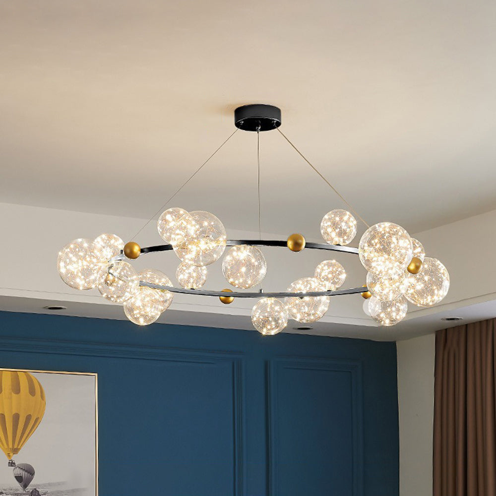 Valentina Art Deco Luminous Sphere Cluster Glass Pendant Light - Lamp Copper
