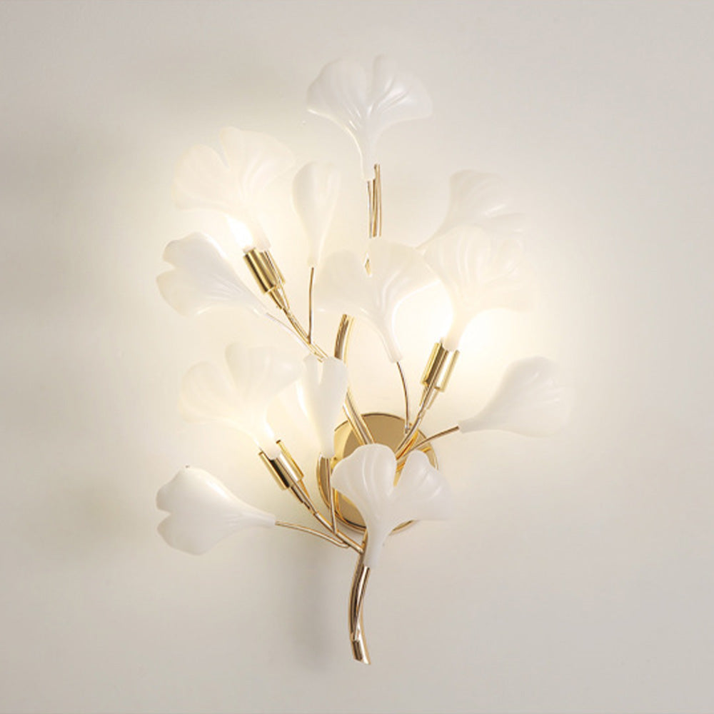 Olivia Decorative Flower in Golden White Ceramic Wall Lamp - Lamp Copper
