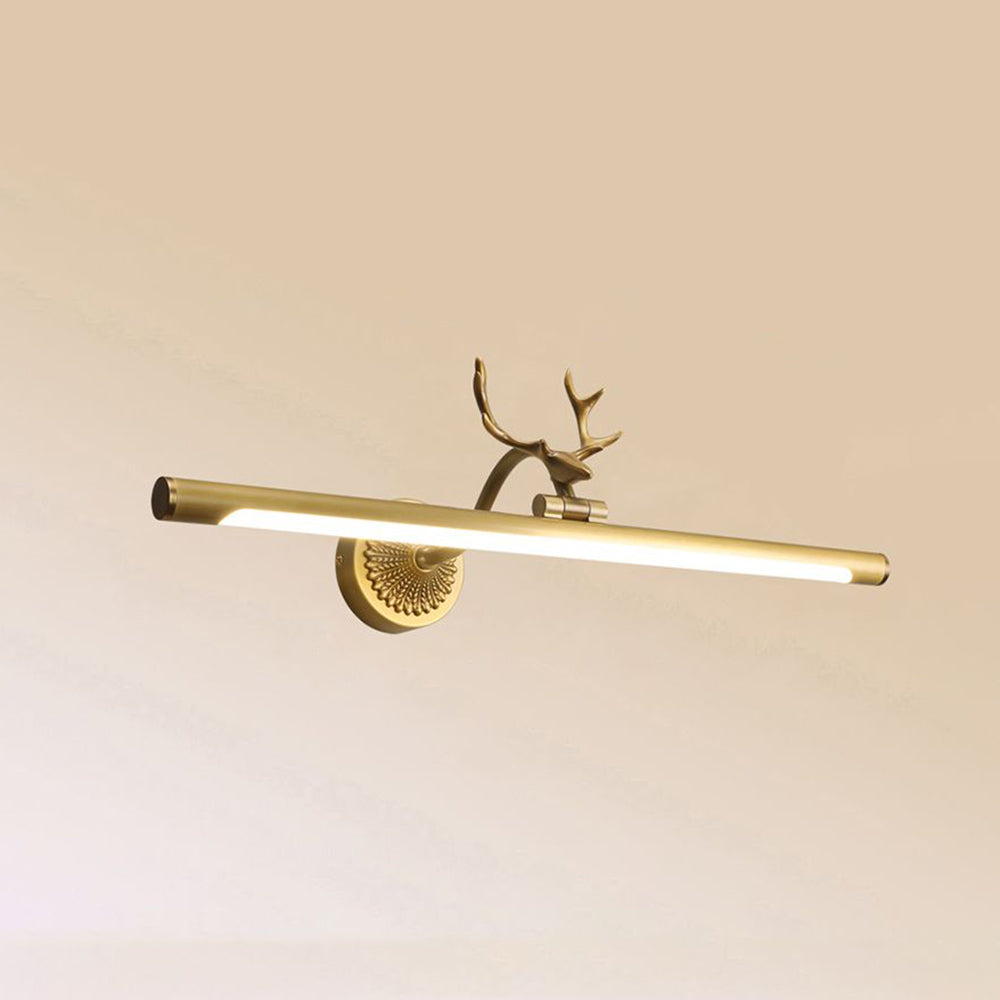 Arisha Modern Staghorn Shaped Vanity Mirror Front Wall Lamp, Black/Brass - Lamp Copper