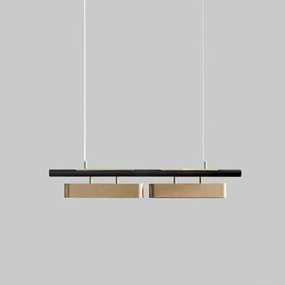 Arisha Pendant Light Rectangular Modern, Metal, Black/Brass, Office - Lamp Copper