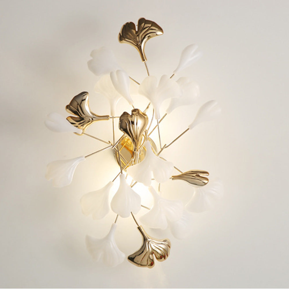 Olivia Decorative Flower in Golden White Ceramic Wall Lamp - Lamp Copper