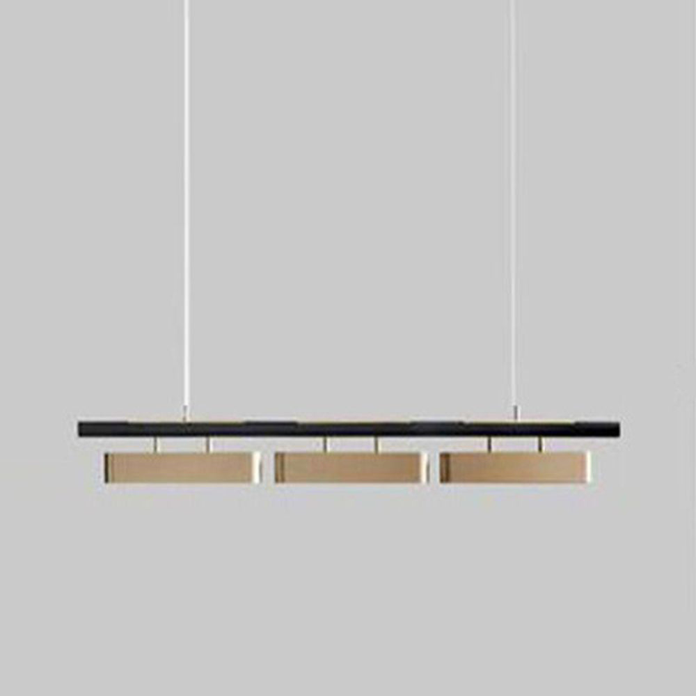 Arisha Pendant Light Rectangular Modern, Metal, Black/Brass, Office - Lamp Copper