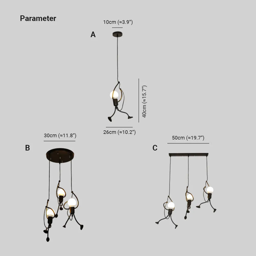 Miro Retro Modern Iron Man Pendant Light, Black - Lamp Copper